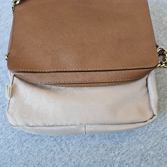Michael Kors Jet Set Travel Large Crossbody Bag Brown Acorn Saffiano Leather In - Picture 15 of 16